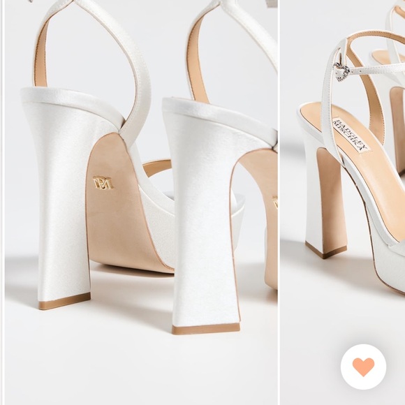 BADGLEY MISCHKA CAIA crystal heart platform white heels 6.5 - Picture 3 of 7